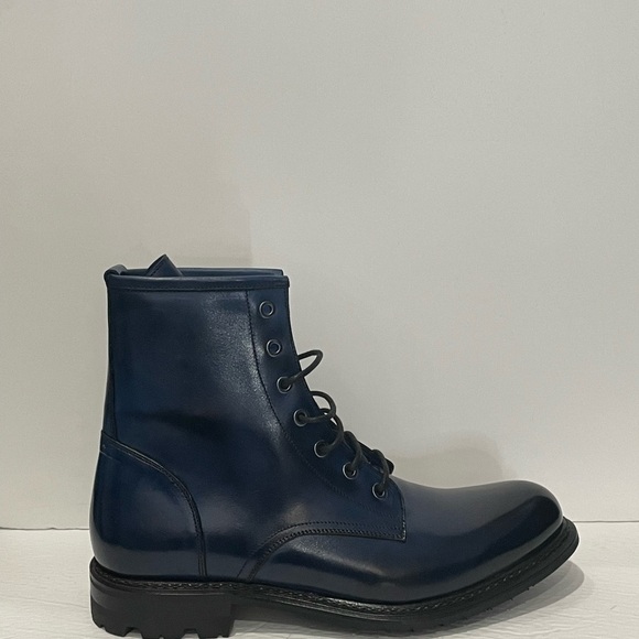 Emilio Franco Boot Chelsea navy round toe Italian leather black sole - Picture 2 of 5